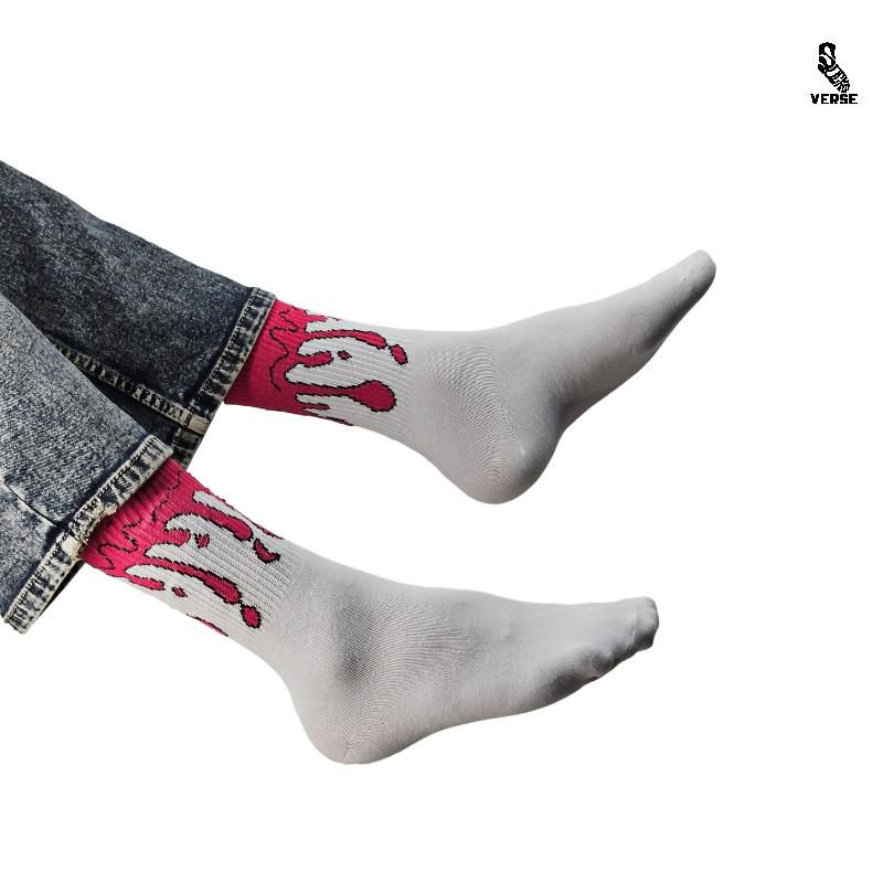 pink drip crew socks