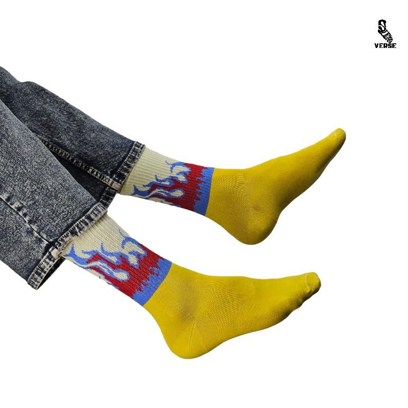 yellow flame crew socks